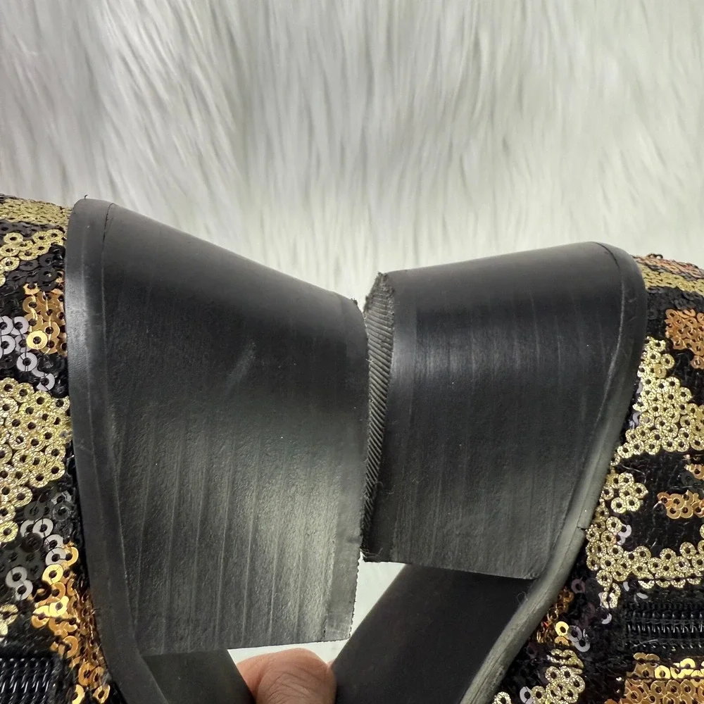 Betsey Johnson Cowboy Boots‎ Lucki Leopard Sequin Sz 6 Animal Print Cowgirl Glam
